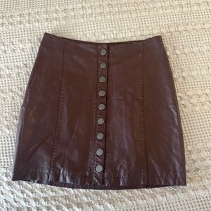 Free people  Button-Front Leather Skirt